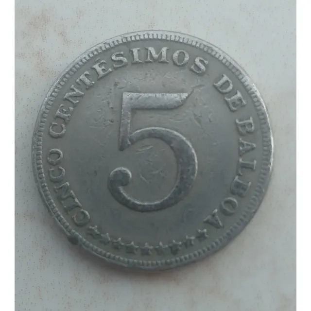 Moneda 5 Centavos Balboa 1975 Panamá Plata