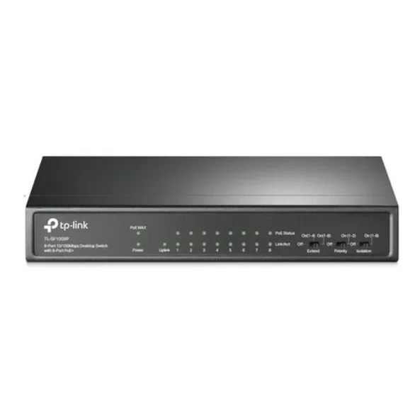 Switch Tp-link Tl-sf1009p - Negro, 8 Puertos 10/100 Mbps Po
