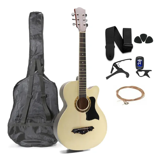 Guitarra Acústica Femmto AG002 con Accesorios para diestros Color Natural Brillante