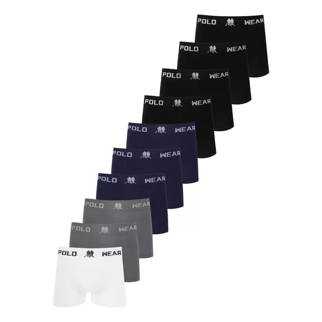 Kit 10 Cuecas Masculinas Boxer Microfibra Polo Wear Sortido Kit 10 Cuecas Masculinas Boxer Microfibra Polo Wear Sortido