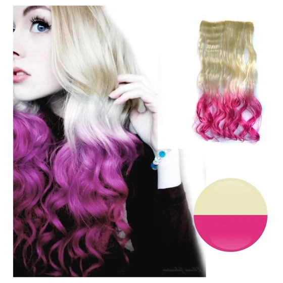  Cortina De Cabello Ondulada Californianas Rubio Fucsia