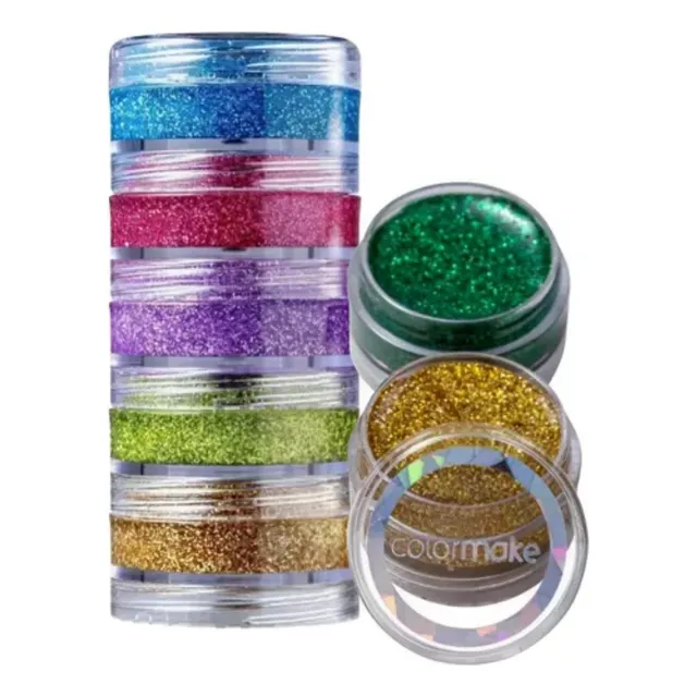 Kit 5 Cores Glitter P/ Rosto Corpo Carnaval Bloquinho Festa