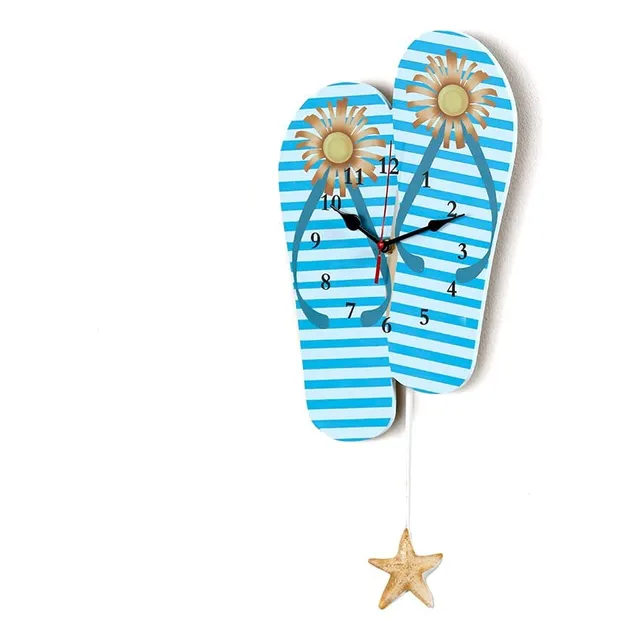 Reloj Pared Pendulo Colgante Chancla Raya Acento Tropical