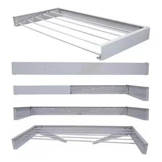 Varal De Parede InvisĂvel 104 Cm Com 6 Varetas Varal De Parede InvisĂvel 104 Cm Com 6 Varetas