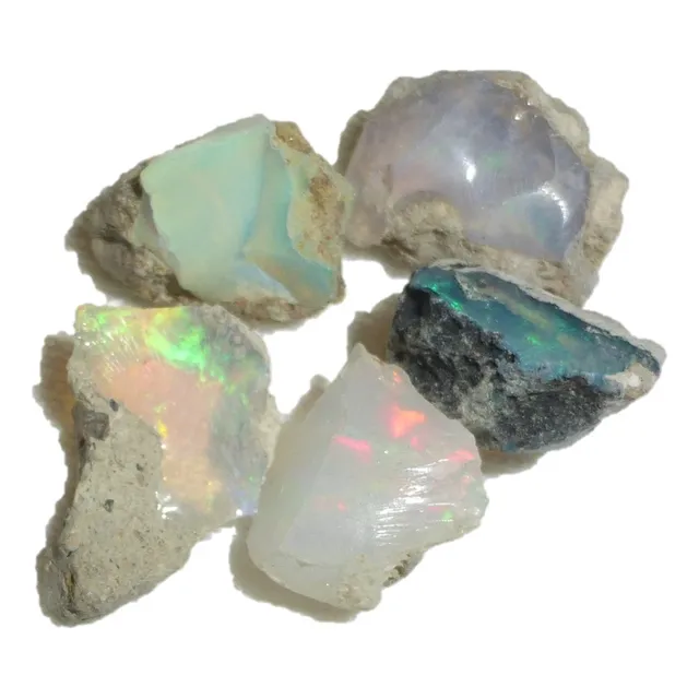Mineral De Colección Ópalo Etíope En Bruto 3 Pieza ++