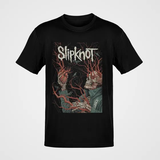 Camiseta De Rock Banda Slipknot Estampa Macabra Caveira