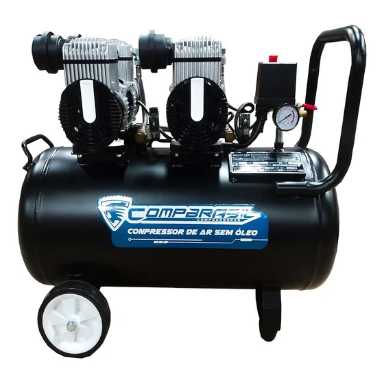 Compressor Ar 50l 10pcm Silencioso 2.2hp Sem Óleo Compbrasil