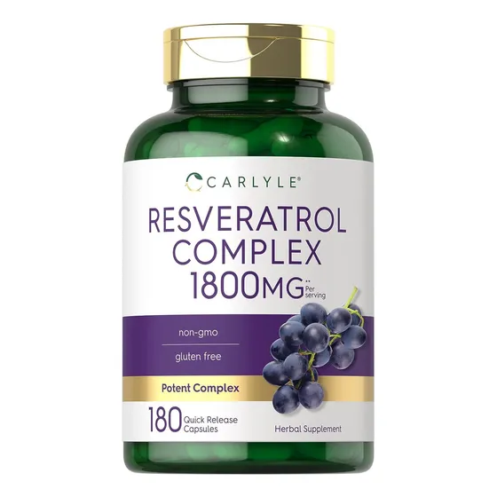 180caps Resveratrol 1800mg Carlyle Complejo Potente Sin Omg Sabor Natural