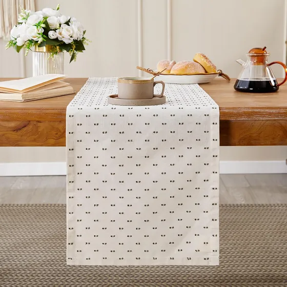 Camino Mesa Lino Macrame Crudo 60  Largo Decoracion X