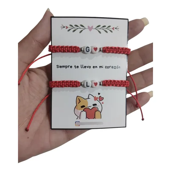 Pulseras Para Compartir Amistad Parejas Iniciales Artesanal