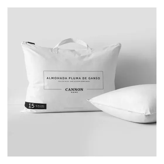 Almohada Goose Down Pluma De Ganso Cannon 15% Pecho 50x70 Color Blanco