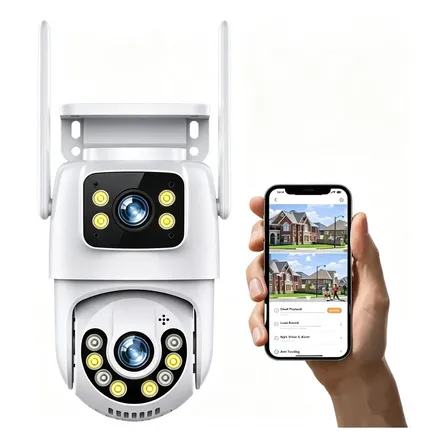 Câmera Dupla Segurança Ip Externa Wifi A31 App À Prova Dágua Branco