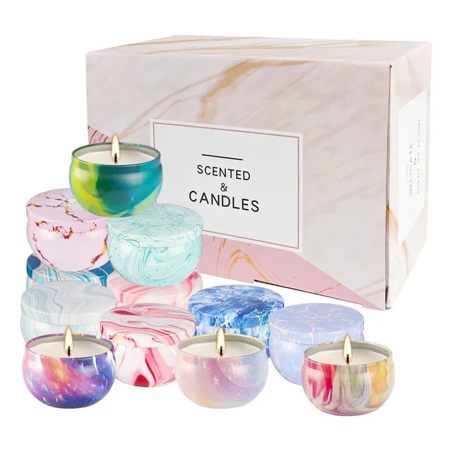 Set De 12 Piezas Velas Aromáticas De Cera De Soja Par