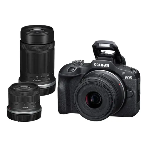 Canon EOS Rebel T7 Kit 18-55mm & 55-250mm DSLR cor preto