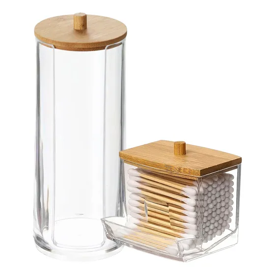 Jogo Pote De Cotonetes E Porta Algodão Acrilico Kit Banheiro