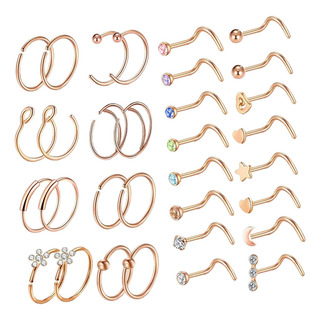 Anillos Nasales De 20 G Para Mujer, 32 Unidades Anillos Nasales De 20 G Para Mujer, 32 Unidades