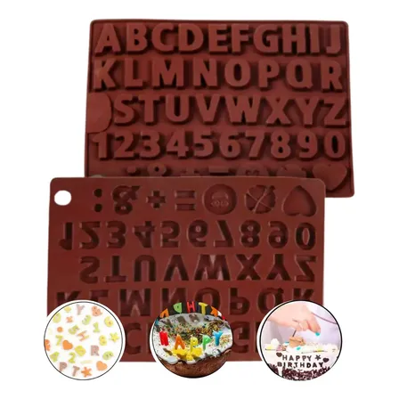 Forma Para Chocolate Molde Silicone Mini Numero E Letras De Cor Marrom