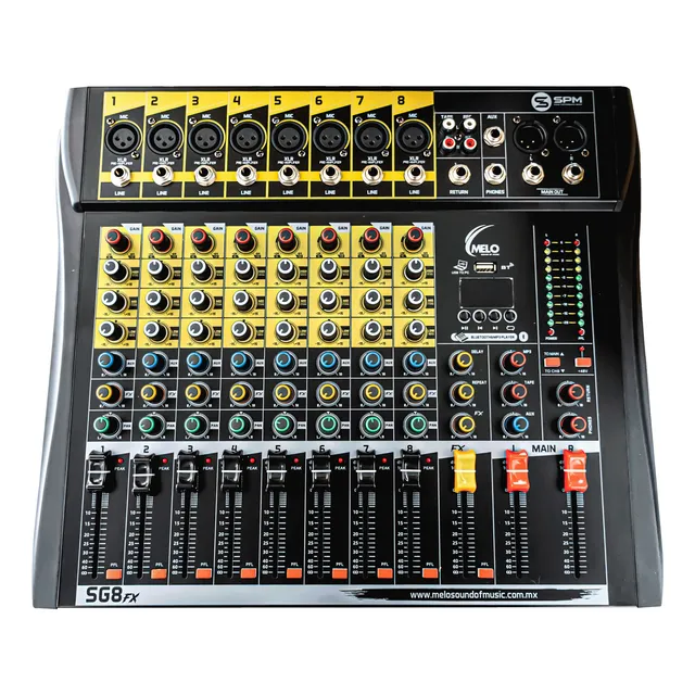 Melo Spm Sg8fx Mezcladora 8 Canales Con Usb Bluetooth Delay
