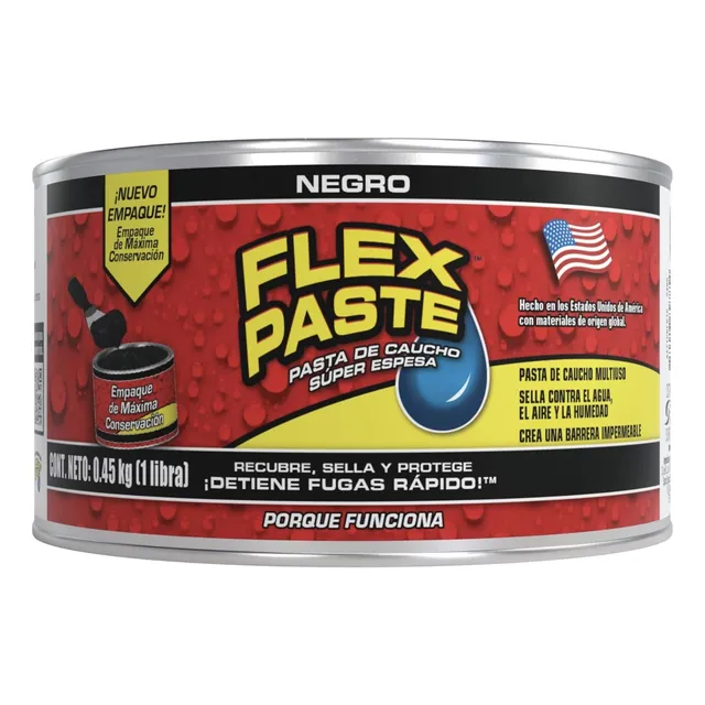 Flex Paste Pasta De Caucho Sellante 0.45 Kg (1 Libra) Negro