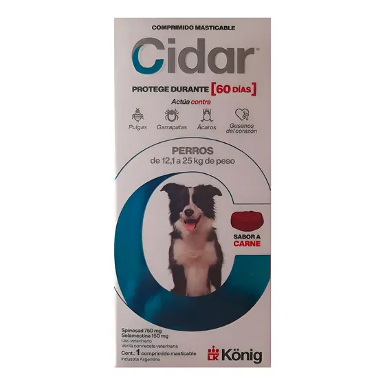 Cidar Pastilla Anti Pulgas Garrapatas Perros 12-25kg König Color Azul | Cuotas sin interés