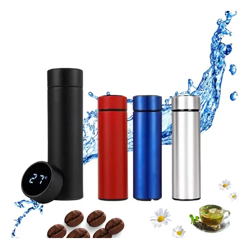 Termo de acero inoxidable con termómetro digital e infusor de té rojo