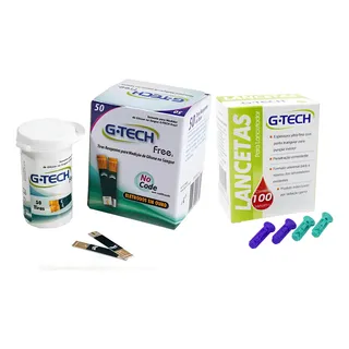 50 Tiras De Medição G-tech Free + 100 Lancetas Branco