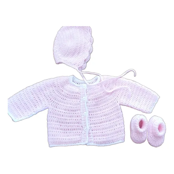 Conjunto Bebé /beba. Tejido En Crochet. Primer Muda.