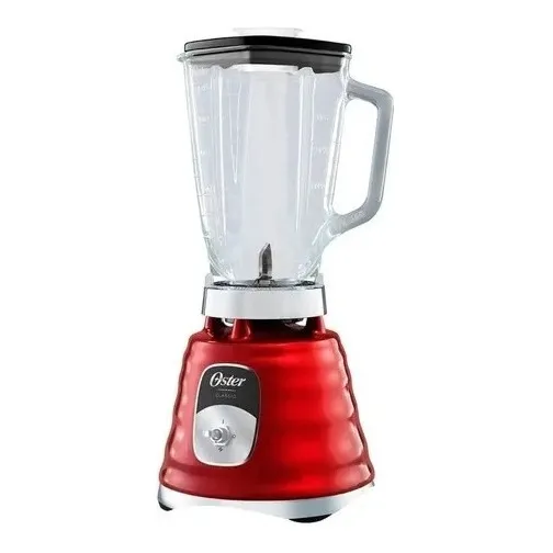 Licuadora Oster, 2vel 1.25lt Vaso Vidrio Clásica Metal Rojo