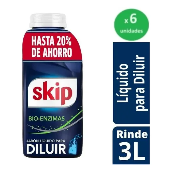 Pack Detergente Ropa Liquido Skip P/diluir 500ml X 6un.