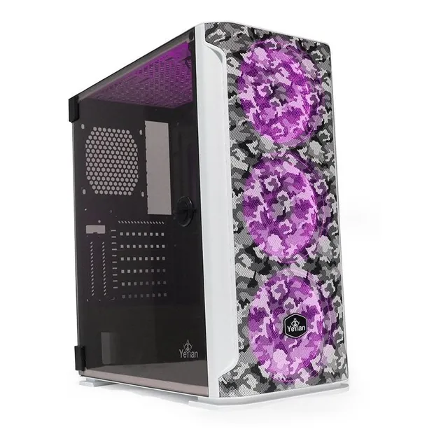 Gabinete Gamer Yeyian Hollow 2500 con Ventana RGB, Midi-Tower, ATX/EATX/ITX/Micro ATX, USB 3.0, sin Fuente, sin Ventiladores Instalados, Blanco, YGH-49704