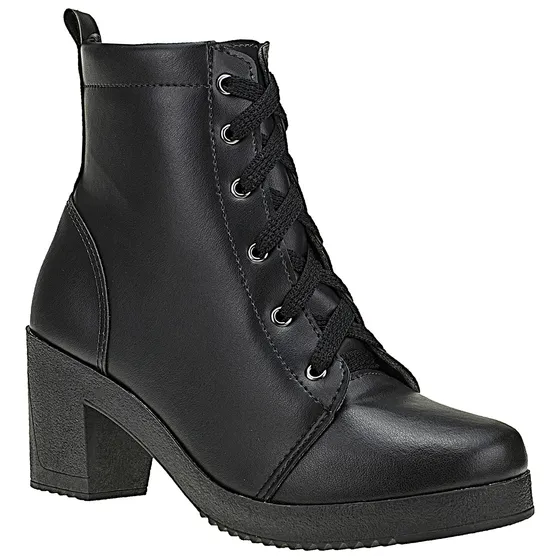 Coturno Feminino Casual Cano Médio Salto Bloco Confortável