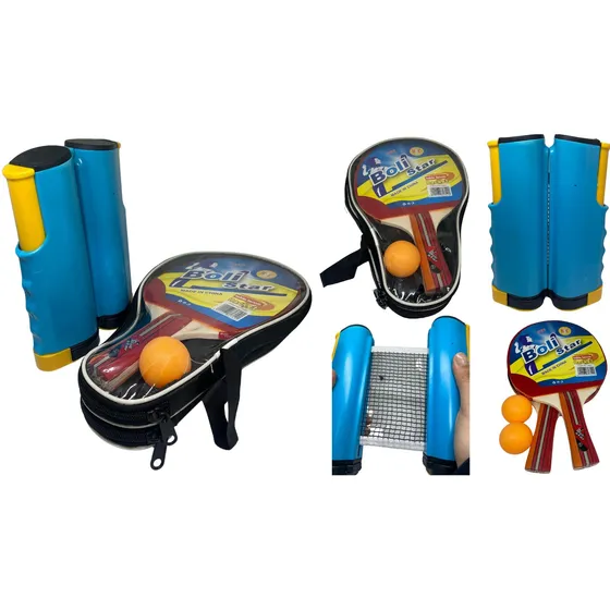Kit Malla Adaptable + Raquetas+ Ping Pong Tenis De Mesa
