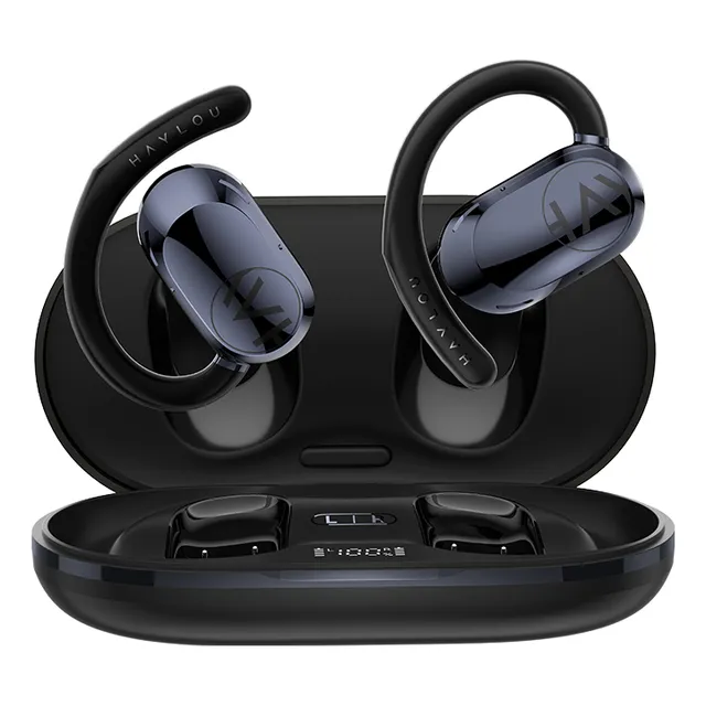 Haylou Earhook 1 Audífonos Ows Auriculares Inalámbricos Earhook Bluetooth 5.4 Audio Espacial De 360°cancelación De Ruido De 4 Micrófonos Auriculares Deportivos, Ow02, Negro