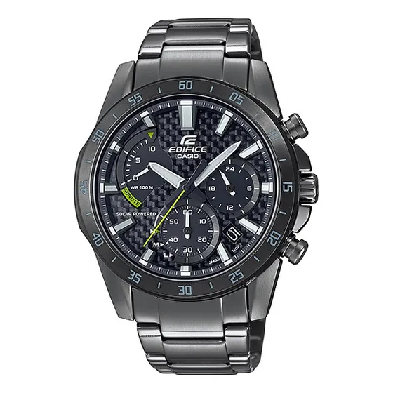 Reloj Hombre Casio Edifice Eqs-930dc 1a Solar Ø45.3mmimpacto Color De La Malla Plateado Color Del Bisel Plateado Color Del Fondo Negro