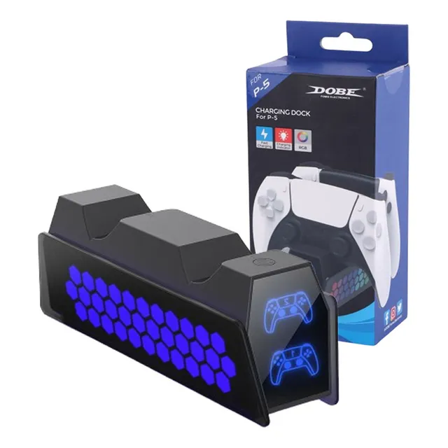 Cargador de luz LED Rgb dual compatible con Ps5 Control