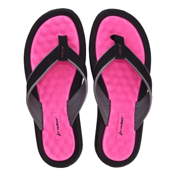 Ojotas Rider Modelo Dunas Fem - Negro Con Fucsia