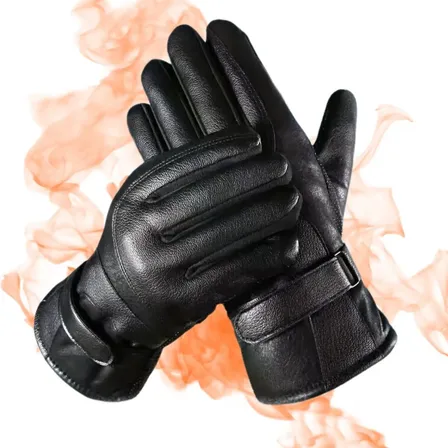 Luva De Couro Pu Térmica Forrada Antiderrapante Motoqueiro Motociclista Unissex Com Ajuste No Punho Para Inverno Frio Vento Direção Esportes Motocicleta Feminina E Masculina Em Dias Frios Preto