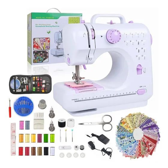 Máquina Coser Eléctrica Portátil El Hogar 115 Piezas Set Color Blanco
