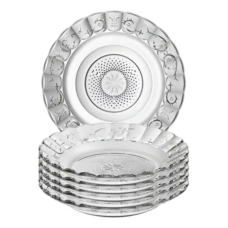 Kit 6 Pratos Fundos  Estrela Transparente Rio Glass 23cm Transparente