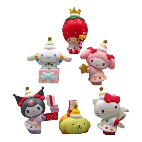 Set 6 Figuras Hello Kitty My Melody Kuromi Purin Juguete