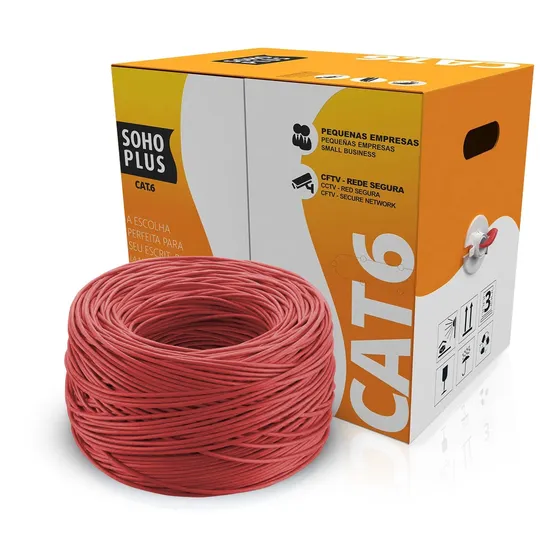 Cabo Rede Cmx U/utp 4px24awg Vermelho Cat6 Sohoplus 305m