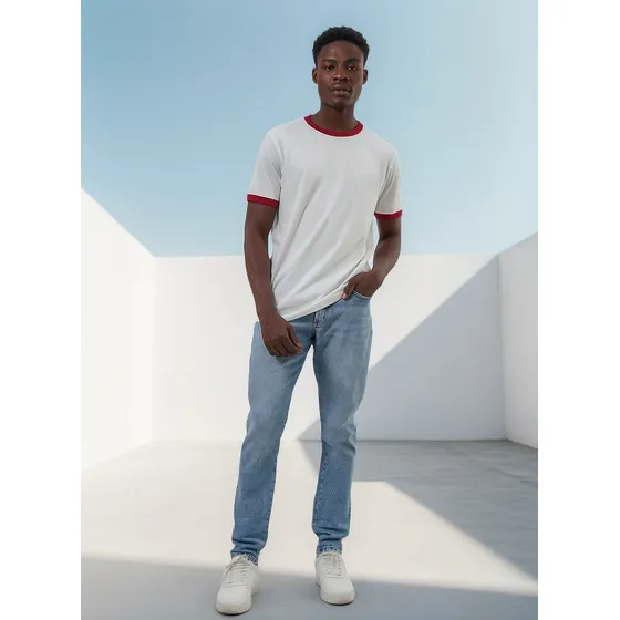 Calça Slim Em Jeans Claro