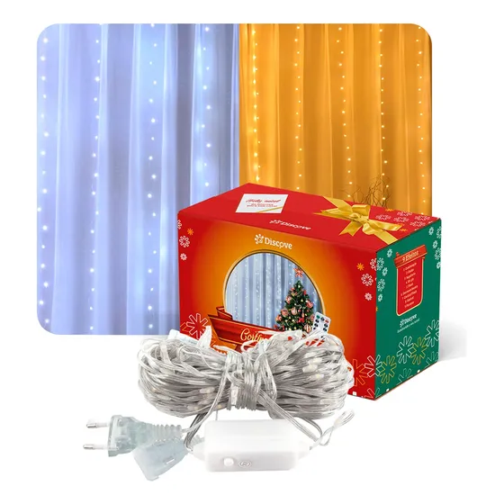 Cortina Led Pisca Bivolt 8 Funções Natal Eventos 3x2 240 Led