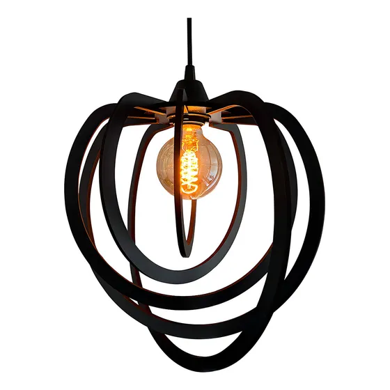 Luminária Pendente Teto Pra Ilha Sala Quarto Madeira Redondo