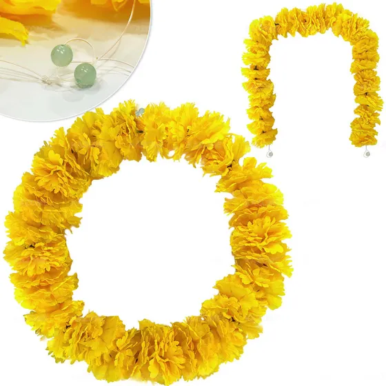 60pc Flores Artificial Cempasúchil Decoración Día Muertos 2m
