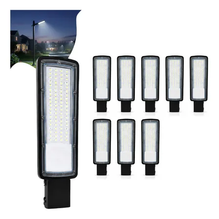 Kit 8 Luminária Led P/ Poste 200w Iluminação Publica Bivolt 110v/220v (bivolt) Preto Branco-frio