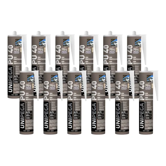 Unipega Sellador Poliuretanico Pu 40 Negro X 12 Unidades