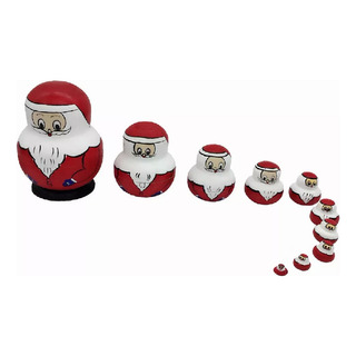 / . Muñeca Rusa De Madera De Papá Noel De Navidad, 10 Piezas / . Muñeca Rusa De Madera De Papá Noel De Navidad, 10 Piezas