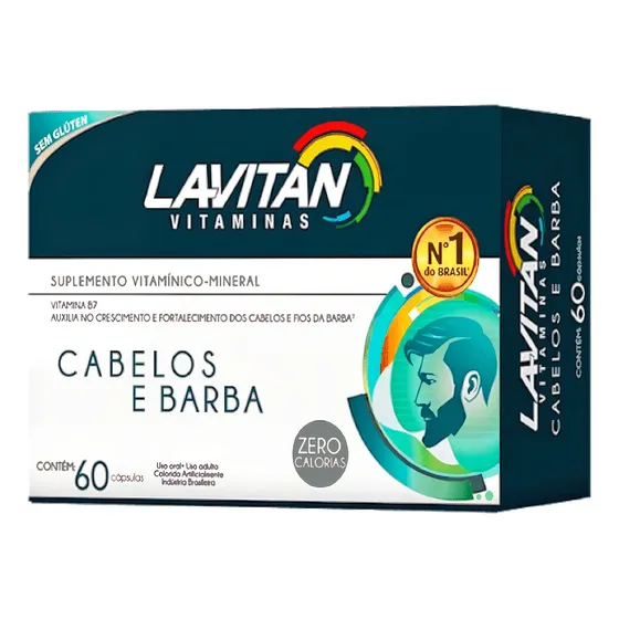Vitamina e minerais Cimed Polivitamínicos Lavitan Mais Hair Men em 60 Sem sabor x 50g