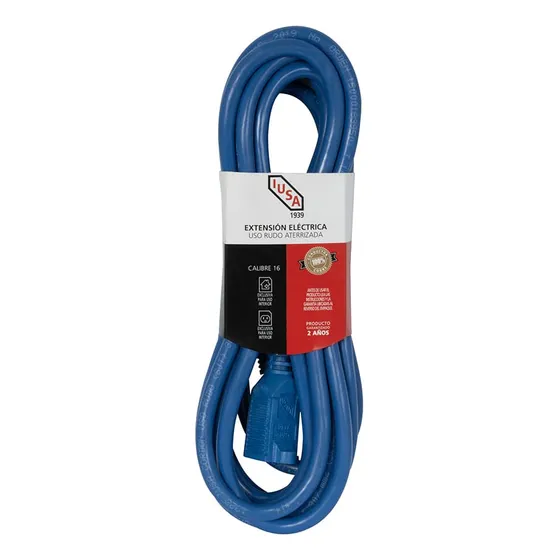 Extension Azul De Uso Rudo, Iusa, 3 X 16 Awg 30 M
